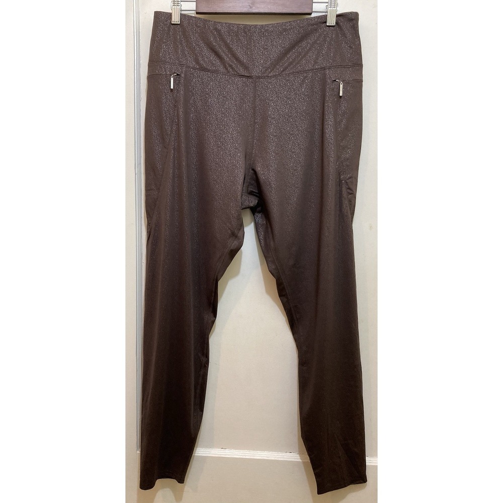 Tahari Sport‎ Leggings Womens XL Brown Animal Print Athletic Gym Workout Stretch